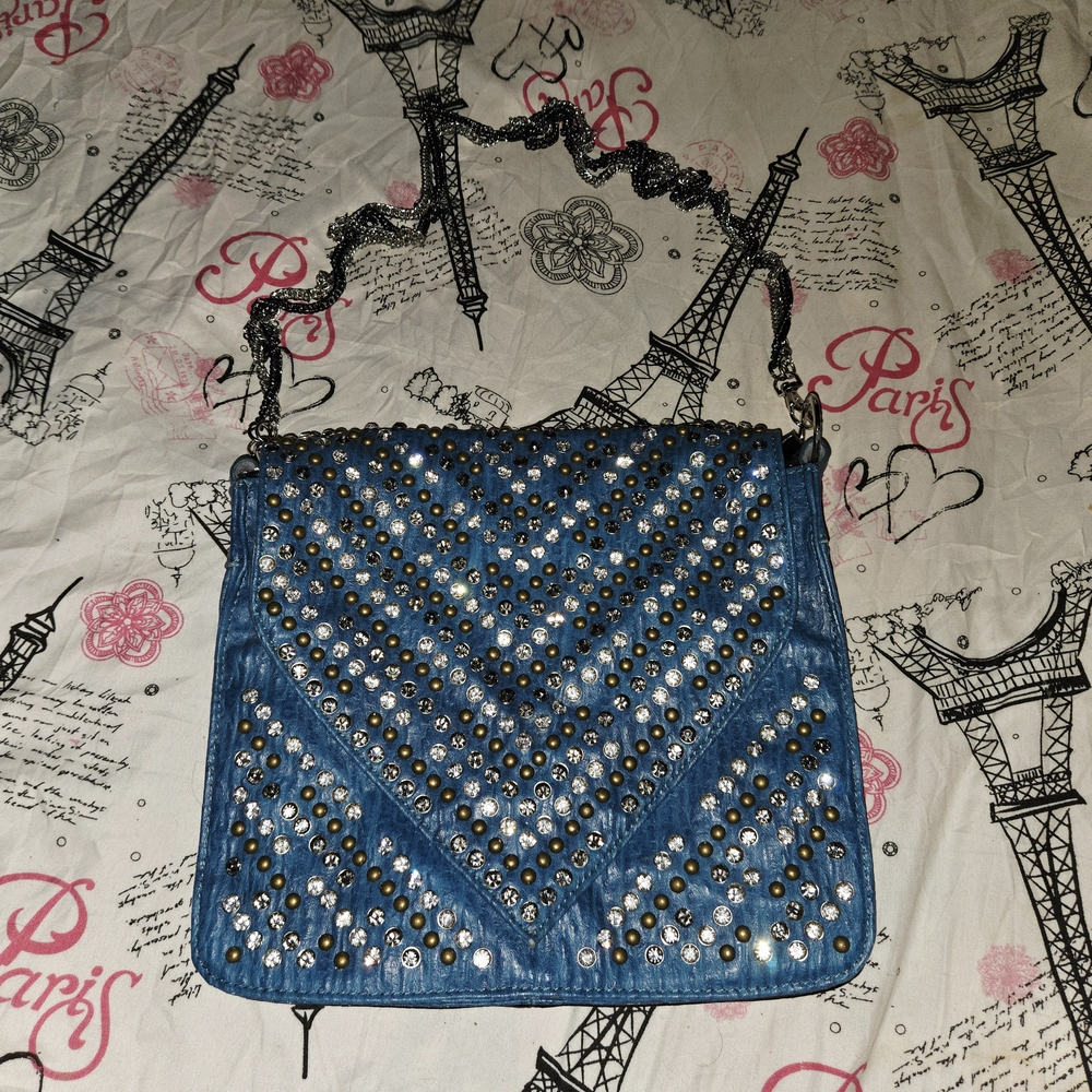 Elegant Teal Studded Shoulder Bag